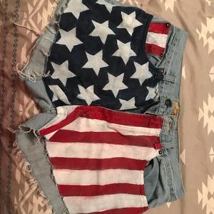 American Flag (hand painted) high waisted shorts